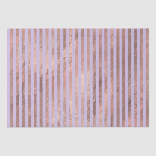 Glamoureus Roos Gold Foil en Lavender Stripes Tissuepapier (Voorkant)