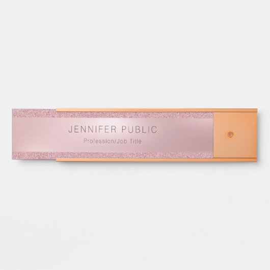 Glamoureus Roos Gold Glitter Elegant Professional Deurbordje (Voorkant)