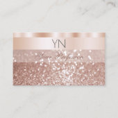 Glamoureus Roos Gold Glitter en Monogram Luxureus Visitekaartje (Voorkant)