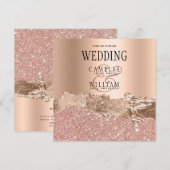 Glamoureus Roos Gold Glitter Folie Weddenschap Inv Bedankkaart (Voorkant / Achterkant)