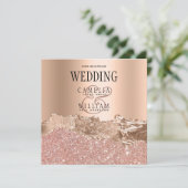 Glamoureus Roos Gold Glitter Folie Weddenschap Inv Bedankkaart (Staand voorkant)