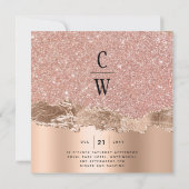 Glamoureus Roos Gold Glitter Folie Weddenschap Inv Bedankkaart (Achterkant)