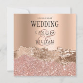 Glamoureus Roos Gold Glitter Folie Weddenschap Inv Bedankkaart (Voorkant)