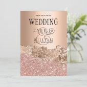Glamoureus Roos Gold Glitter Folie Weddenschap Kaart (Staand voorkant)