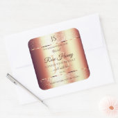 Glamoureus Roos Gold Glitter Initialen Productlabe Vierkante Sticker (Envelop)