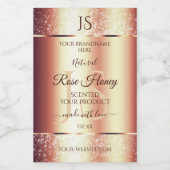 Glamoureus Roos Gold Glitter Initialen Productlabe Voedselcontainer Etiket (Enkel label)