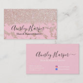 Glamoureus Roos Gold Glitter Marmer Gradient Visitekaartje (Voorkant / Achterkant)