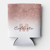 Glamoureus Roos Gold Glitter Sequin Ombre Monogram Blikjeskoeler (Voorkant)