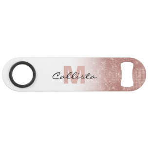 Glamoureus Roos Gold Glitter Sequin Ombre Monogram Speed Flessenopener