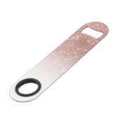 Glamoureus Roos Gold Glitter Sequin Ombre Monogram Speed Flessenopener (Achterkant Gekanteld)