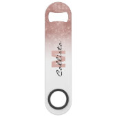 Glamoureus Roos Gold Glitter Sequin Ombre Monogram Speed Flessenopener (Voorkant)