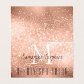 Glamoureus Roos Gold Glitter SPA Salon Folded Visitekaartje (Buitenkant ongevouwen)