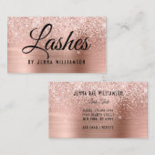 Glamoureus Roos Gold Glitter Sparkle Lash Tech Visitekaartje (Voorkant / Achterkant)