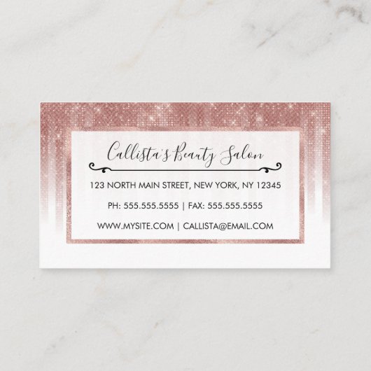 Glamoureus Roos Gold Glitter Striped Gradient Klantenkaartje (Achterkant)