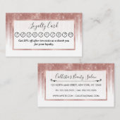 Glamoureus Roos Gold Glitter Striped Gradient Klantenkaartje (Voorkant / Achterkant)