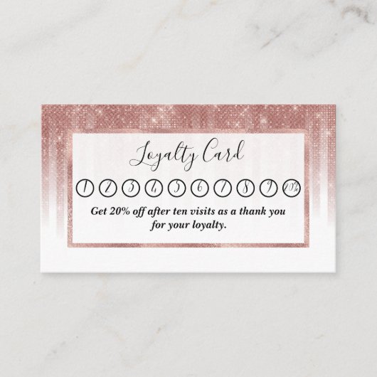 Glamoureus Roos Gold Glitter Striped Gradient Klantenkaartje (Voorkant)