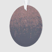 Glamoureus Roos Gold Navy Blue Glitter Ombre Ornament (voorkant)