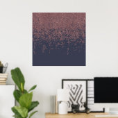 Glamoureus Roos Gold Navy Blue Glitter Ombre Poster (Thuiskantoor)