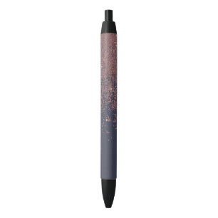 Glamoureus Roos Gold Navy Blue Glitter Ombre Zwarte Inkt Pen