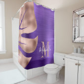Glamoureus Roos Gold Paarse monogram Douchegordijn (In situ)