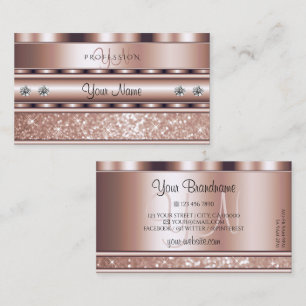 Glamoureus Roos Gold Sparkle Glitter Stars Monogra Visitekaartje