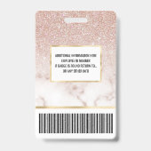 Glamoureus Roos Gold White Glitter Marble Gradient Badge (Achterkant)