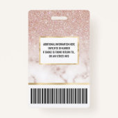 Glamoureus Roos Gold White Glitter Marble Gradient Badge (Achterkant)