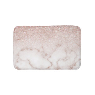 Glamoureus Roos Gold White Glitter Marble Gradient Badmat