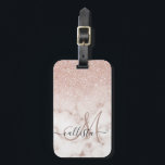 Glamoureus Roos Gold White Glitter Marble Gradient Bagagelabel<br><div class="desc">Dit elegante en girale ontwerp is perfect voor de trendy en stijlvolle fashionista. Het is voorzien van een faux bedrukt roos goudvormig glitter ombre gradiënt bovenop een roze roos en witte marmer stone patroonachtergrond. Het is glamoureus, chic, luxueus, modern en klassiek. ***BELANGRIJKE NOTA VAN HET ONTWERP: Voor om het even...</div>