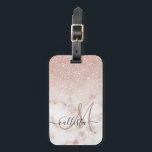 Glamoureus Roos Gold White Glitter Marble Gradient Bagagelabel<br><div class="desc">Dit elegante en girale ontwerp is perfect voor de trendy en stijlvolle fashionista. Het is voorzien van een faux bedrukt roos goudvormig glitter ombre gradiënt bovenop een roze roos en witte marmer stone patroonachtergrond. Het is glamoureus, chic, luxueus, modern en klassiek. ***BELANGRIJKE NOTA VAN HET ONTWERP: Voor om het even...</div>