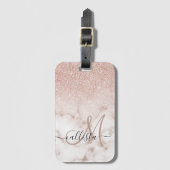 Glamoureus Roos Gold White Glitter Marble Gradient Bagagelabel (Voorkant (verticaal))