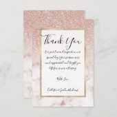 Glamoureus Roos Gold White Glitter Marble Gradient Bedankkaart (Voorkant / Achterkant)