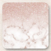 Glamoureus Roos Gold White Glitter Marble Gradient Bier Onderzetter (Voorkant)