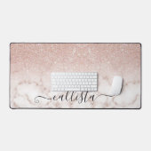 Glamoureus Roos Gold White Glitter Marble Gradient Bureaumat (Keyboard & Muis)