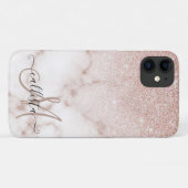 Glamoureus Roos Gold White Glitter Marble Gradient Case-Mate iPhone Case (Achterkant (horizontaal))
