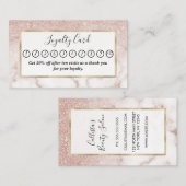 Glamoureus Roos Gold White Glitter Marble Gradient Klantenkaartje (Voorkant / Achterkant)