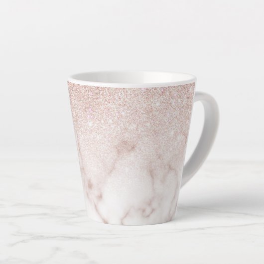 Glamoureus Roos Gold White Glitter Marble Gradient Latte Mok (Rechterhoek)
