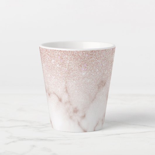 Glamoureus Roos Gold White Glitter Marble Gradient Latte Mok (Voorkant)
