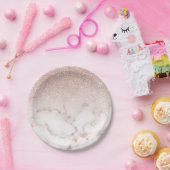 Glamoureus Roos Gold White Glitter Marble Gradient Papieren Bordje (Feest)