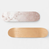 Glamoureus Roos Gold White Glitter Marble Gradient Persoonlijk Skateboard (Horizontaal)
