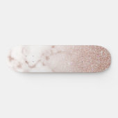 Glamoureus Roos Gold White Glitter Marble Gradient Persoonlijk Skateboard (Horizontaal)
