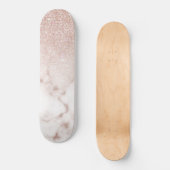 Glamoureus Roos Gold White Glitter Marble Gradient Persoonlijk Skateboard (Voorkant)