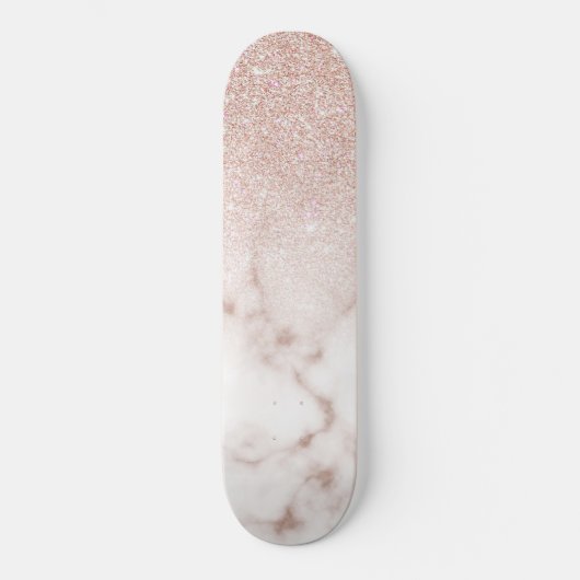 Glamoureus Roos Gold White Glitter Marble Gradient Persoonlijk Skateboard (Voorkant)