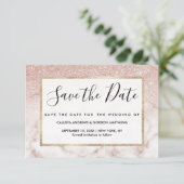 Glamoureus Roos Gold White Glitter Marble Gradient Save The Date (Staand voorkant)