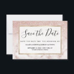 Glamoureus Roos Gold White Glitter Marble Gradient Save The Date<br><div class="desc">Dit elegante en girale ontwerp is perfect voor de trendy en stijlvolle fashionista. Het is voorzien van een faux bedrukt roos goudvormig glitter ombre gradiënt bovenop een roze roos en witte marmer stone patroonachtergrond. Het is glamoureus, chic, luxueus, modern en klassiek. ***BELANGRIJKE NOTA VAN HET ONTWERP: Voor om het even...</div>