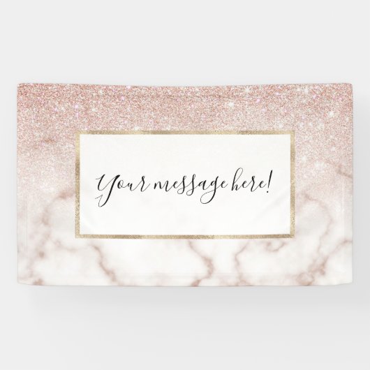 Glamoureus Roos Gold White Glitter Marble Gradient Spandoek (Horizontaal)