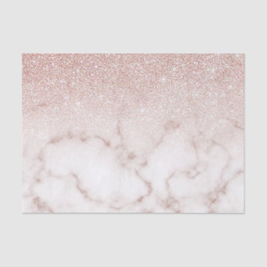 Glamoureus Roos Gold White Glitter Marble Gradient Tissuepapier (Voorkant)