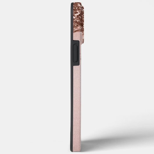 Glamoureus Roos Gouden Glitter Monogram Initialen Case-Mate iPhone Case (Achterkant / Rechts)