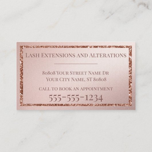 Glamoureus Roos Gouden Glitter Monogram Initialen Visitekaartje (Achterkant)