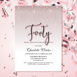 Glamoureus Roos Pink Diamonds 40e verjaardag Kaart